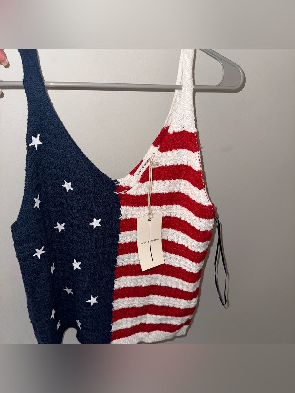 moon & madison Red, White & Navy Americana Knit Tank